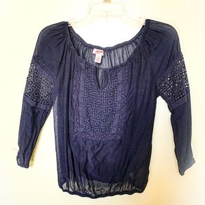 3/4 sleeve navy blue shirt